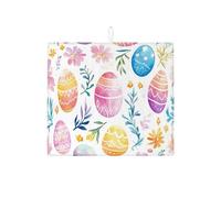 Tappetino scolapiatti a forma di uovo di Pasqua per bancone della cucina, tappetino assorbente colorato floreale per scolapiatti in microfibra vibrante per bar 40,6 x 45,7 cm