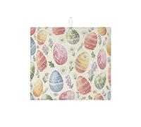 Tappetino scolapiatti a forma di uovo di Pasqua per bancone della cucina, tappetino assorbente per scolapiatti colorato floreale in microfibra per proteggere bar, 40,6 x 45,7 cm