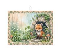 Tappetino scolapiatti a forma di volpe per bancone della cucina, grazioso tappetino assorbente scolapiatti in microfibra per bancone della cucina, protezione da bar, 45 x 61 cm