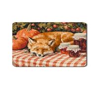 Tappetino scolapiatti a forma di volpe, per bancone della cucina, in gomma assorbente vintage a forma di zucca e barattolo, tappetino scolapiatti in pelle PU per proteggere bar, 30,5 x 50,8 cm