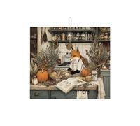 Tappetino scolapiatti a forma di volpe per bancone della cucina, tappetino assorbente per scolapiatti autunnale, in microfibra, per proteggere il bancone della cucina, 40,6 x 45,7 cm
