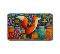 Tappetino scolapiatti a forma di volpe per bancone della cucina, tappetino scolapiatti in gomma assorbente floreale con farfalle primaverili in pelle PU per bar 30,5 x 50,8 cm