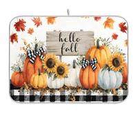 Tappetino scolapiatti a forma di zucca, 45,7 x 61 cm, assorbente, per la cucina, ad asciugatura rapida