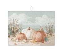 Tappetino scolapiatti a forma di zucca costiera per bancone della cucina, tappetino assorbente in stile spiaggia vintage, tappetino scolapiatti in microfibra autunnale per decorazione bancone della
