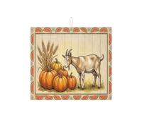 Tappetino scolapiatti a forma di zucca di capra, per bancone della cucina, in stile rustico autunnale, assorbente, in microfibra, stile vintage, 40,6 x 45,7 cm