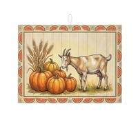 Tappetino scolapiatti a forma di zucca di capra, per bancone della cucina, tappetino assorbente rustico autunnale in microfibra, per bancone della cucina, 45,7 x 61 cm