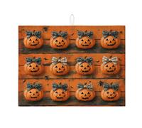 Tappetino scolapiatti a forma di zucca di Halloween, per bancone della cucina, arancione Jack-O'-Lantern, tappetino assorbente per scolapiatti in microfibra, 45,7 x 61 cm