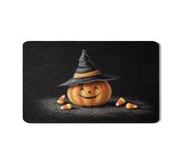 Tappetino scolapiatti a forma di zucca di Halloween, per bancone della cucina, arancione Jack-O'-Lantern, tappetino in gomma assorbente per piatti festivi in pelle PU per decorazione della cucina