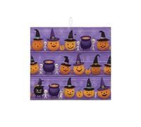 Tappetino scolapiatti a forma di zucca di Halloween per bancone della cucina, divertente motivo strega viola, assorbente, tappetino scolapiatti in microfibra per decorazione del bancone della cucina