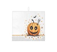 Tappetino scolapiatti a forma di zucca di Halloween per bancone della cucina, fantasia a pois neri, tappetino assorbente per scolapiatti divertente, in microfibra, decorazione per bancone della cucina