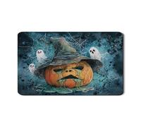 Tappetino scolapiatti a forma di zucca di Halloween, per bancone della cucina, fantasmi e ragnatele, tappetino scolapiatti in gomma assorbente, tappetino scolapiatti in pelle PU autunnale, 30,5 x 50,8