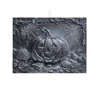Tappetino scolapiatti a forma di zucca di Halloween, per bancone della cucina, motivo a ragnatela nera spettrale, assorbente, tappetino scolapiatti in microfibra gotico per decorazione bancone della