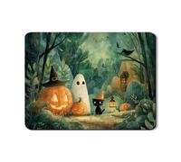 Tappetino scolapiatti a forma di zucca di Halloween per bancone della cucina, simpatico gatto e fantasma, tappetino in gomma assorbente autunnale in pelle PU per decorazione 45,7 x 61 cm