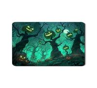 Tappetino scolapiatti a forma di zucca di Halloween, per cucina, albero verde spettrale, tappetino scolapiatti in gomma assorbente, tappetino scolapiatti in pelle PU autunnale per bar, 30,5 x 50,8 cm