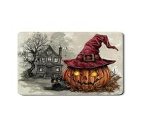 Tappetino scolapiatti a forma di zucca di Halloween, per cucina, gatto e cappello da strega, in gomma assorbente, tappetino scolapiatti in pelle ecologica in poliuretano, 30,5 x 50,8 cm