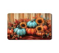 Tappetino scolapiatti a forma di zucca e girasole per bancone della cucina, tappetino scolapiatti in gomma assorbente per la caduta, tappetino scolapiatti rustico in pelle PU per decorazione domestica
