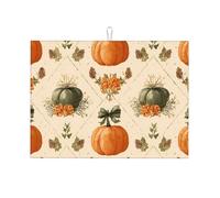 Tappetino scolapiatti a forma di zucca, in stile retrò, assorbente, per bancone della cucina, tappetino per il Ringraziamento, in acero, per caffè, con anello per appenderlo, 45,7 x 61 cm