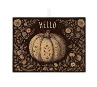 Tappetino scolapiatti a forma di zucca per bancone della cucina, arte vintage floreale assorbente, tappetino scolapiatti in microfibra autunnale per decorazione bancone della cucina, 45,7 x 61 cm