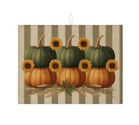 Tappetino scolapiatti a forma di zucca per bancone della cucina, rustico fattoria autunnale, assorbente, tappetino scolapiatti in microfibra, accogliente tappetino per asciugare il bancone della