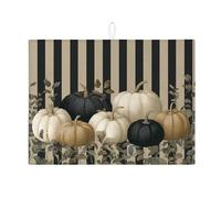 Tappetino scolapiatti a forma di zucca per bancone della cucina, tappetino assorbente a righe vintage per scolapiatti in microfibra autunnale per decorazione bancone della cucina, 45,7 x 61 cm