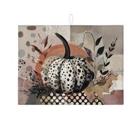 Tappetino scolapiatti a forma di zucca per bancone della cucina, tappetino assorbente per scolapiatti rustico a pois, tappetino scolapiatti in microfibra autunnale per decorazione bancone della cucina