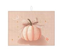 Tappetino scolapiatti a forma di zucca per bancone della cucina, tappetino scolapiatti assorbente autunnale rustico in microfibra, accogliente tappetino per asciugare il bancone della cucina, 45,7 x