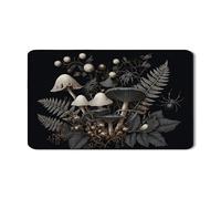 Tappetino scolapiatti a fungo per bancone della cucina, elegante tappetino in gomma assorbente botanica nera per scolapiatti in pelle PU autunnale per decorazione bancone della cucina, 30,5 x 50,8 cm