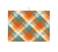 Tappetino scolapiatti a griglia vintage assorbente per bancone della cucina, tappetino classico scozzese per caffè, scolapiatti con anello per appenderlo, 45 x 61 cm