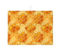 Tappetino scolapiatti a nido d'ape per bancone della cucina, tappetino assorbente per scolapiatti giallo, in microfibra, ispirato alla natura estiva, 45,7 x 61 cm