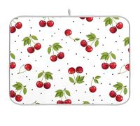 Tappetino scolapiatti a pois neri e bianco ciliegia, assorbente per piatti, tappetino in microfibra per scolapiatti da cucina, 40,6 x 45,7 cm