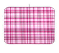 Tappetino scolapiatti a quadretti rosa acceso con fiori di ciliegio, tappetino assorbente per scolapiatti da cucina, 40,6 x 45,7 cm