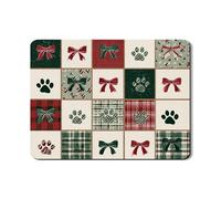 Tappetino scolapiatti a quadri per bancone della cucina, stampa di zampe di fiocco verde e rosso, in gomma assorbente, tappetino scolapiatti invernale, con motivo accogliente, 45,7 x 61 cm