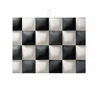 Tappetino scolapiatti a scacchiera per bancone della cucina, tappetino assorbente nero e bianco, moderno tappetino scolapiatti in microfibra per proteggere bar, 45,7 x 61 cm