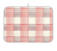 Tappetino scolapiatti a spina di pesce con motivo pied de poule a scacchi, in corallo rosso, scolapiatti da cucina, per bancone della cucina, resistente al calore, 40,6 x 45,7 cm