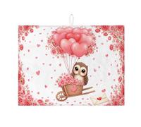 Tappetino scolapiatti a tema amore, per bancone della cucina, tappetino assorbente floreale a forma di cuore con palloncino, romantico tappetino in microfibra primaverile per bar, 45 x 61 cm