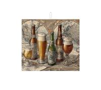Tappetino scolapiatti a tema birra vintage per bancone della cucina, tappetino assorbente per scolapiatti con mappa rustica, tappetino in microfibra retrò per bancone della cucina, 40,6 x 45,7 cm