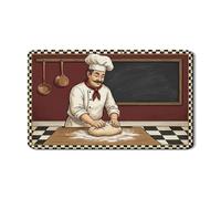 Tappetino scolapiatti a tema chef per bancone della cucina, tappetino scolapiatti in gomma assorbente a scacchi nero vintage, tappetino scolapiatti classico in pelle sintetica per bar, 30,5 x 50,8 cm