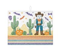 Tappetino scolapiatti a tema cowboy occidentale per bancone della cucina, a tema Halloween, tappetino assorbente per scolapiatti divertente, in microfibra, decorazione per bancone della cucina, 45,7 x
