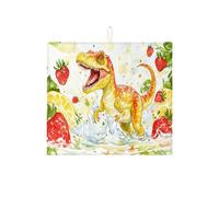 Tappetino scolapiatti a tema dinosauro per bancone della cucina, divertente e a tema frutta, tappetino scolapiatti assorbente in microfibra, per proteggere il bancone della cucina, 40,6 x 45,7 cm