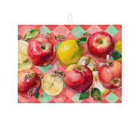 Tappetino scolapiatti a tema frutta per bancone della cucina, tappetino assorbente per scolapiatti con frutta rossa brillante, decorazione stagionale in microfibra, 45,7 x 61 cm