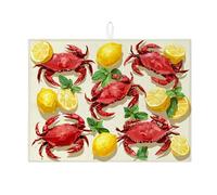 Tappetino scolapiatti a tema granchio per bancone della cucina, dal vivace design costiero assorbente, accessorio da cucina estivo per gli amanti dei frutti di mare, 45,7 x 61 cm