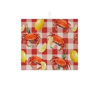 Tappetino scolapiatti a tema granchio per bancone della cucina, tappetino assorbente vintage a forma di granchio costiero, tappetino scolapiatti in microfibra per frutti di mare estivo per bancone