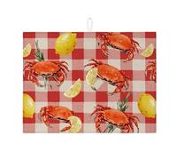 Tappetino scolapiatti a tema granchio per bancone della cucina, tappetino assorbente vintage per scolapiatti a forma di granchio costiero, tappetino in microfibra per asciugare i frutti di mare estivo