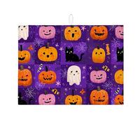 Tappetino scolapiatti a tema Halloween per bancone della cucina, carino zucca e fantasma, tappetino assorbente scolapiatti in microfibra, tappetino per asciugare il bancone della cucina, 45,7 x 61 cm