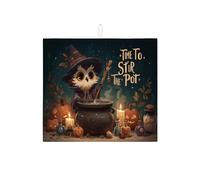 Tappetino scolapiatti a tema Halloween per bancone della cucina, grazioso gufo strega, assorbente, scolapiatti in microfibra, accogliente tappetino per asciugare il bancone della cucina, 40,6 x 45,7