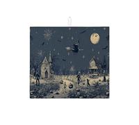 Tappetino scolapiatti a tema Halloween per bancone della cucina, spaventoso stile vintage, assorbente, tappetino scolapiatti in microfibra gotico per decorazione bancone della cucina, 40,6 x 45,7 cm