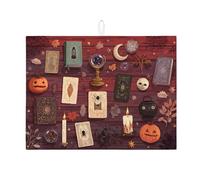 Tappetino scolapiatti a tema Halloween per bancone della cucina, spettrale vintage carta assorbente scolapiatti tappetino scolapiatti tappetino in microfibra autunnale per decorazione bancone cucina