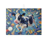 Tappetino scolapiatti a tema mucca, per bancone della cucina, colorato, assorbente, in microfibra, per bancone della cucina, 45,7 x 61 cm