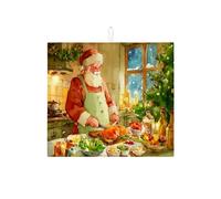 Tappetino scolapiatti a tema natalizio per bancone della cucina, tappetino assorbente per scolapiatti natalizio con Babbo Natale, tappetino in microfibra per asciugatura per bancone della cucina, 40,6