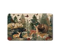 Tappetino scolapiatti a tema natura, per bancone della cucina, tappetino scolapiatti in gomma assorbente con motivo animali rustici, tappetino scolapiatti in stile foresta autunnale, per piano di